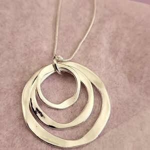 Silver Layered Circle Pendant Necklace - Women Jewelry